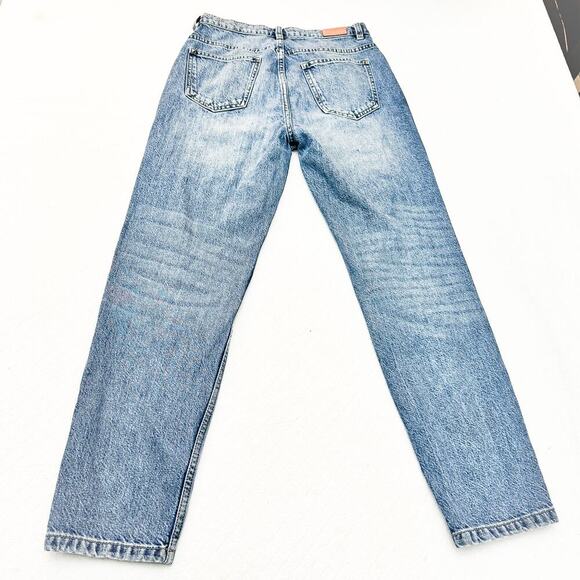 Zara Straight Leg Acid Wash Denim Jeans Zip Fly Size 02 - Picture 3 of 8